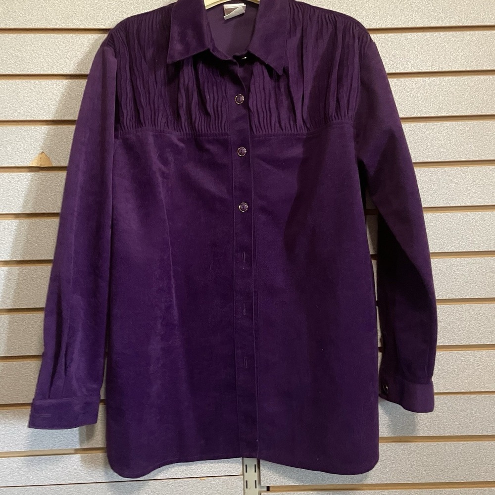 Vtg G.W. Division Of Graff Long Sleeve Button Down Shirt Blouse Medium Velvet